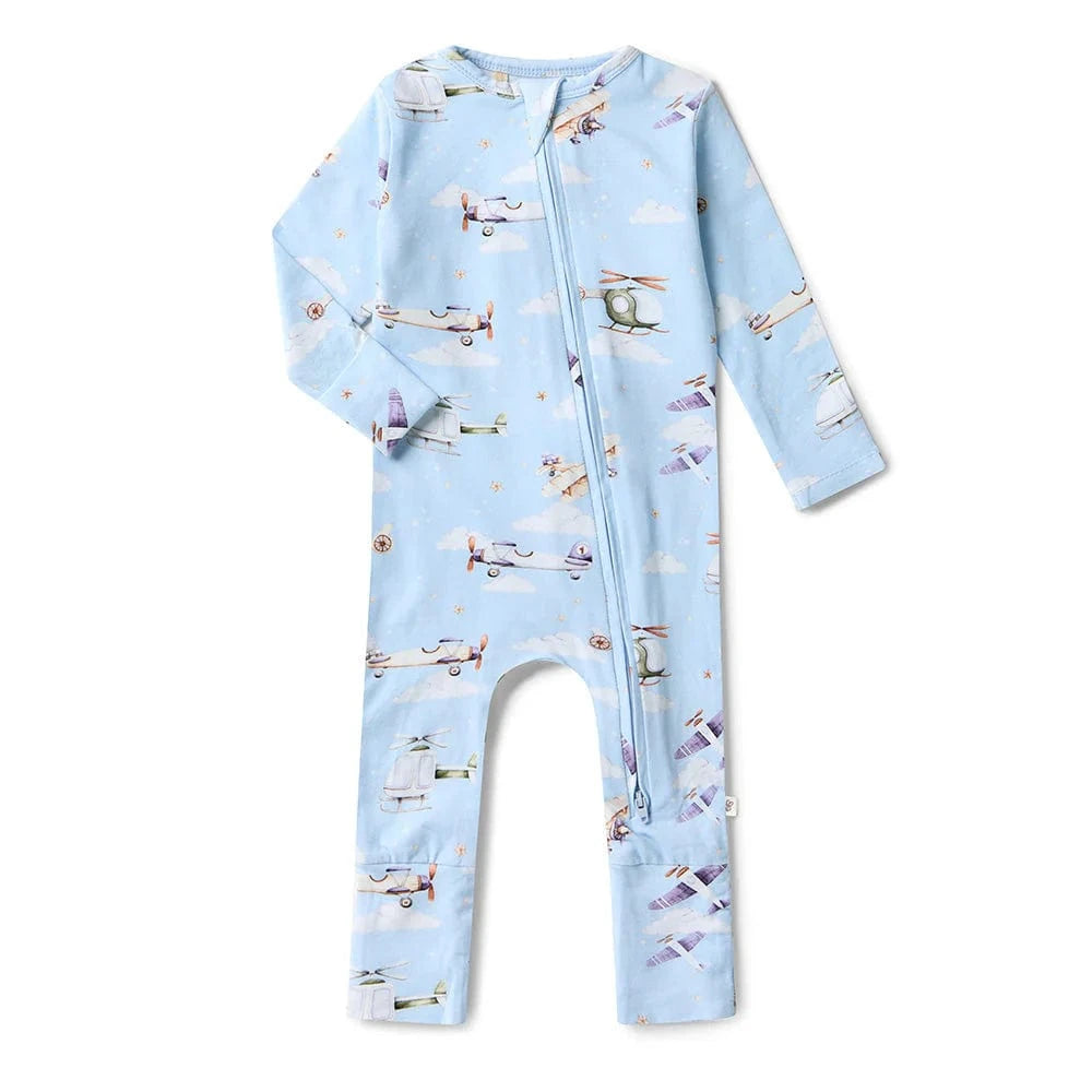 Snuggle Hunny Kids Boys Onesie Taking Flight Organic Snugglesuit Convertible Romper