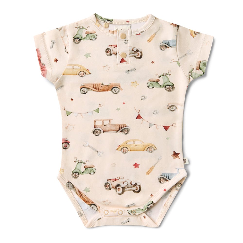 Snuggle Hunny Kids Boys Onesie Vintage Cars Short Sleeve Bodysuit