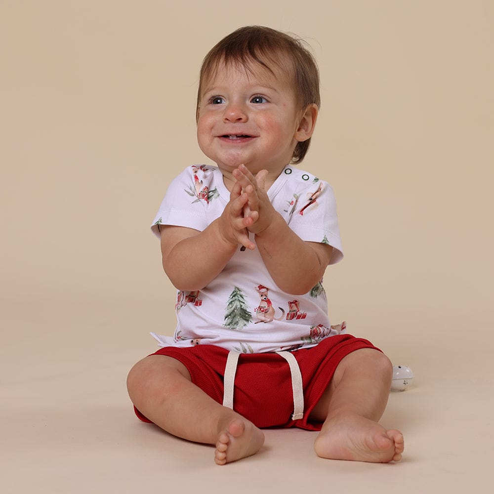 Snuggle Hunny Kids Boys Pants Red Organic Shorts