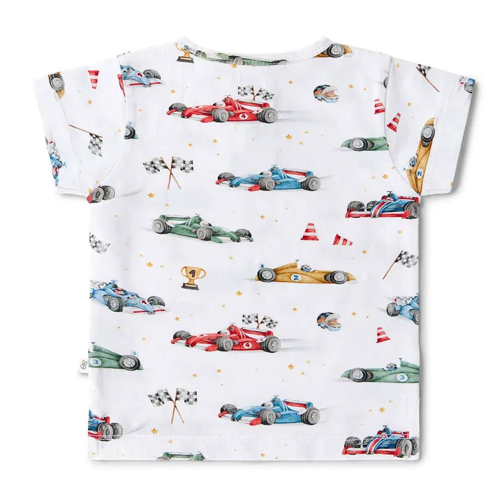 Snuggle Hunny Kids Boys Tops Little Racers Organic Short Sleeve Top
