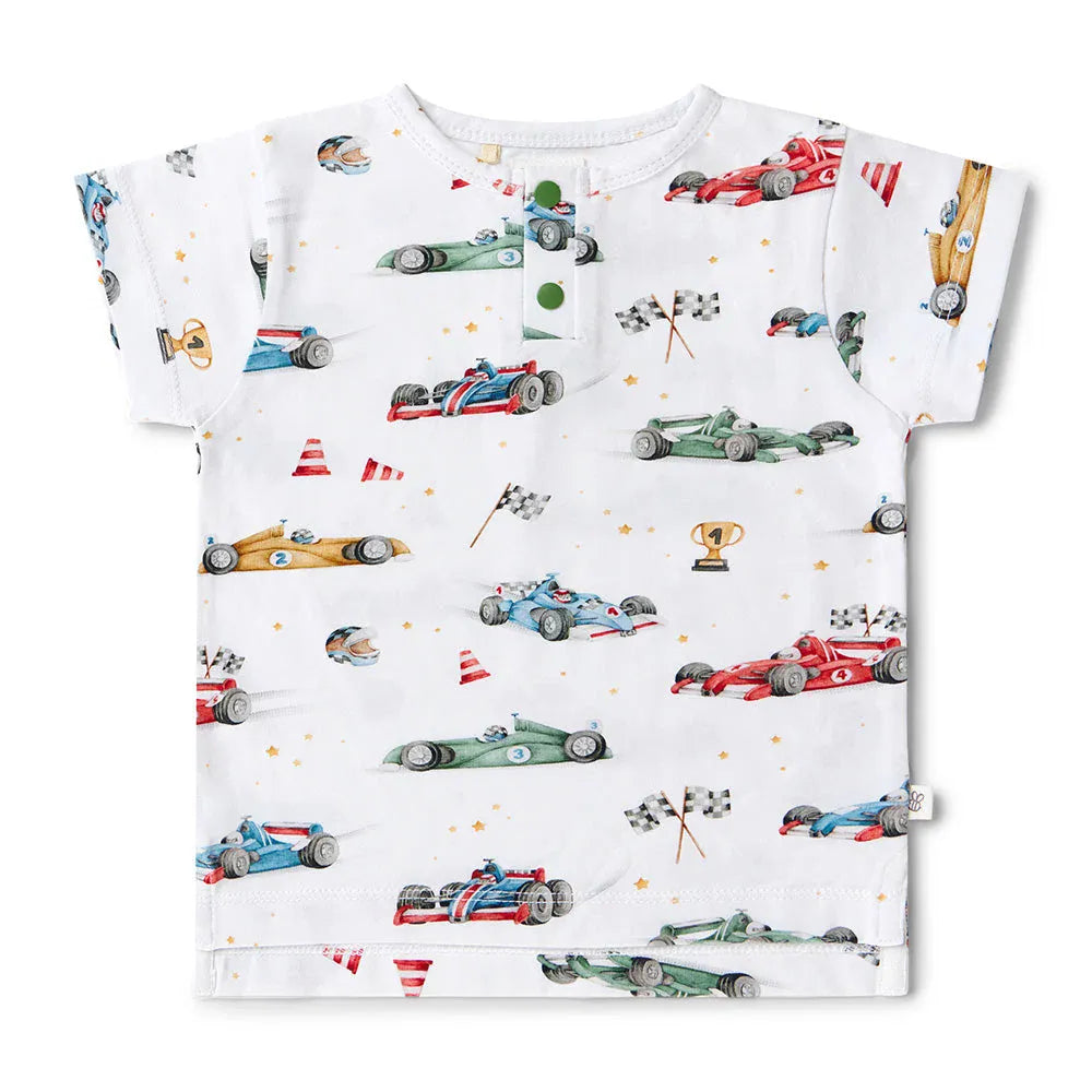 Snuggle Hunny Kids Boys Tops Little Racers Organic Short Sleeve Top