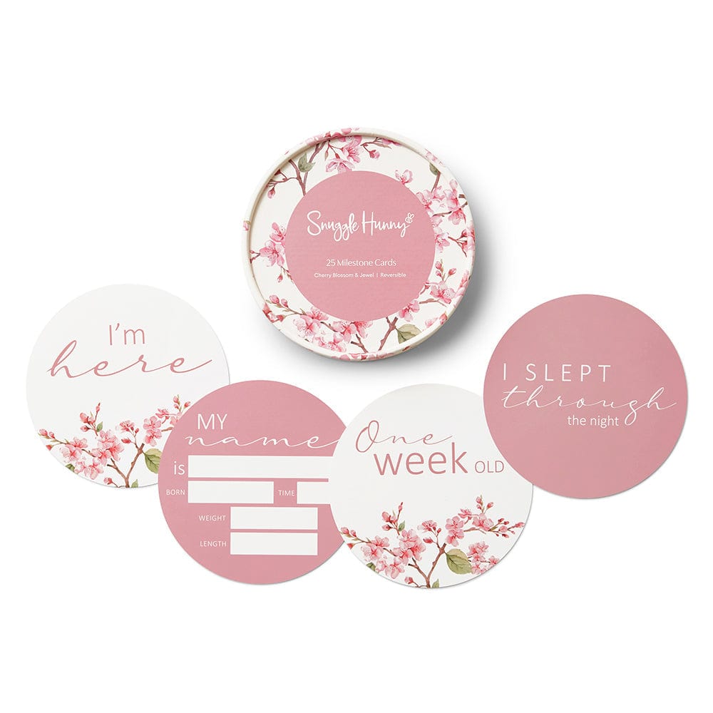 Snuggle Hunny Kids Gift Misc Cherry Blossom & Jewel Reversible Milestone Cards