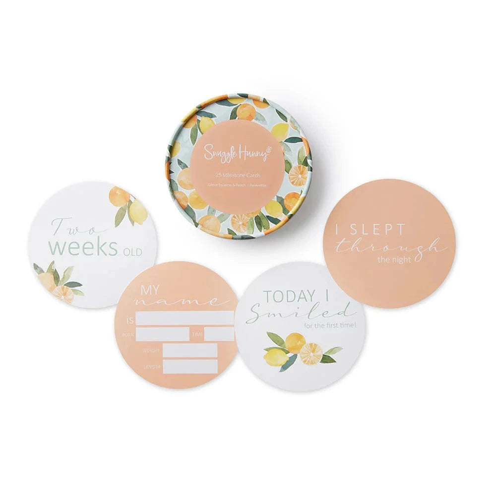 Snuggle Hunny Kids Gift Misc Citrus Squeeze & Peach Reversible Milestone Cards