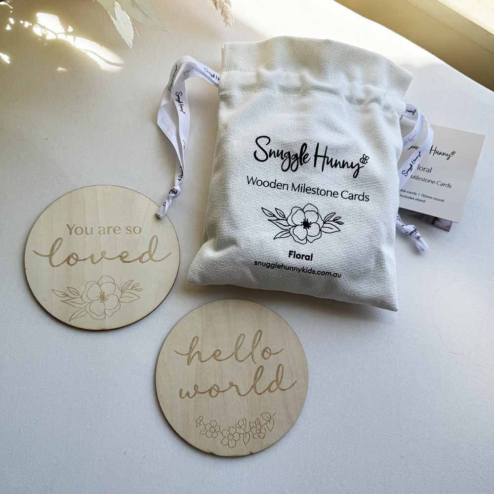 Snuggle Hunny Kids Gift Misc Floral Wooden Milestone Cards