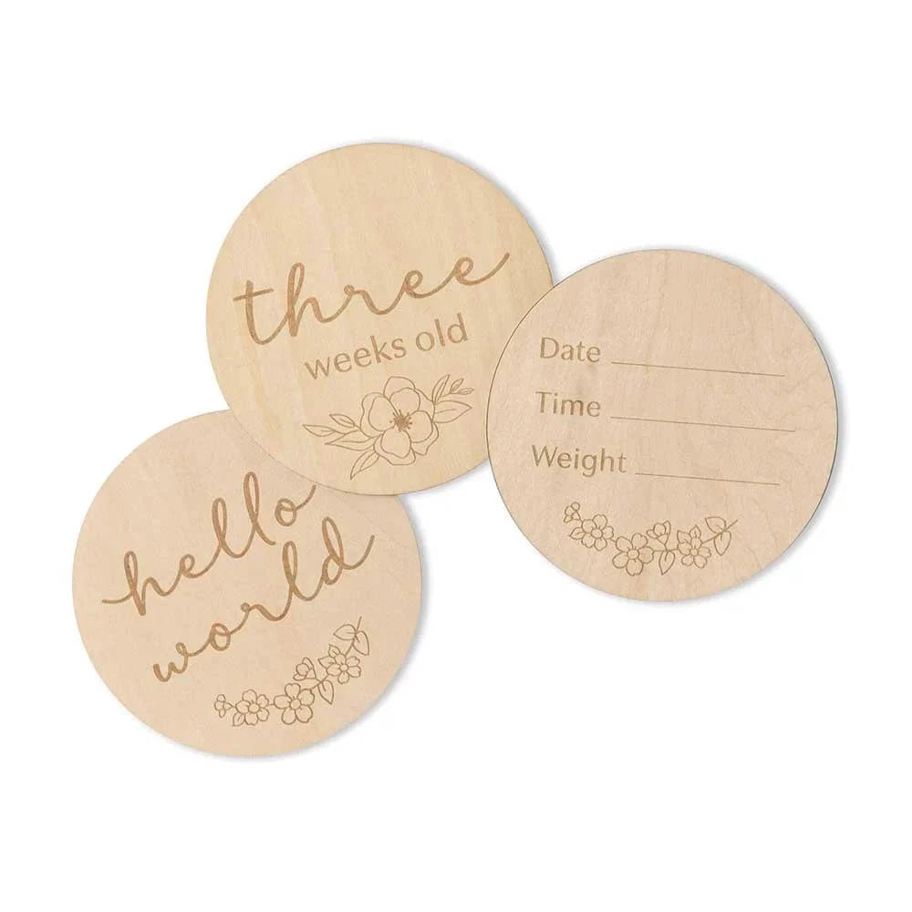 Snuggle Hunny Kids Gift Misc Floral Wooden Milestone Cards