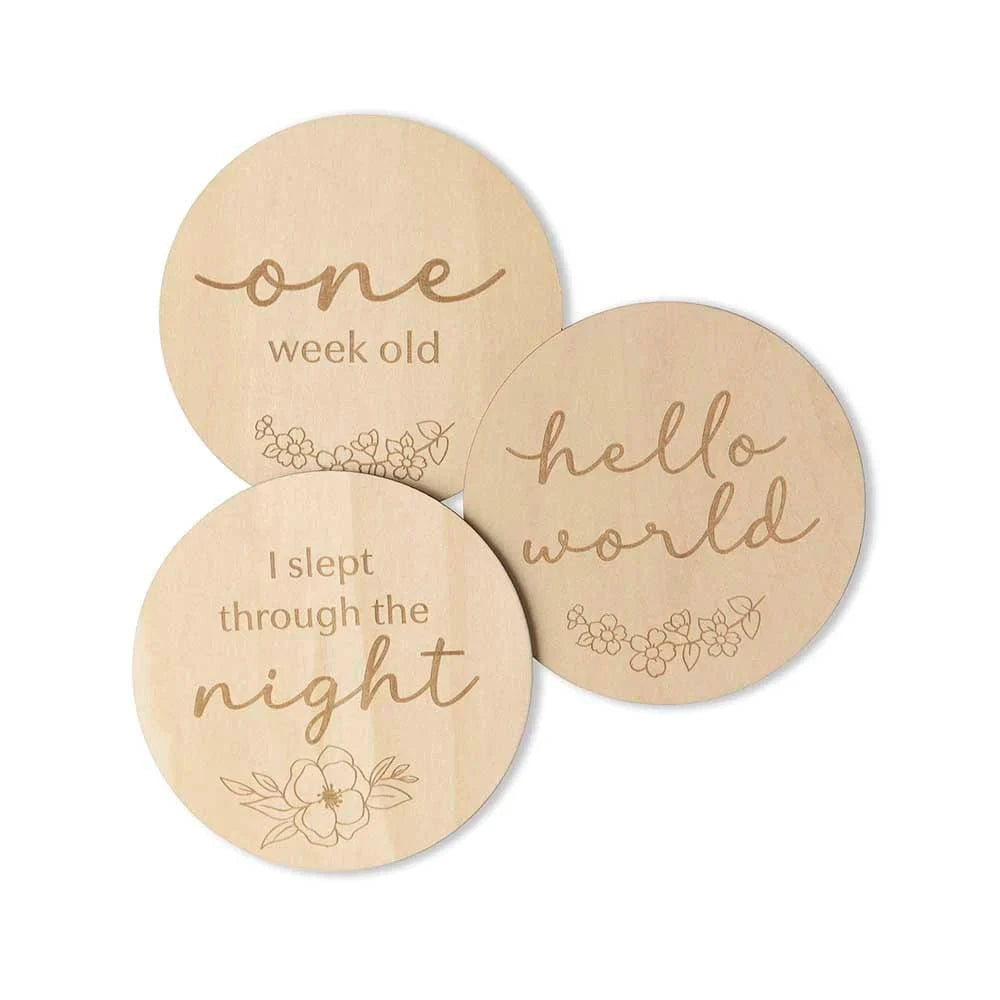 Snuggle Hunny Kids Gift Misc Floral Wooden Milestone Cards