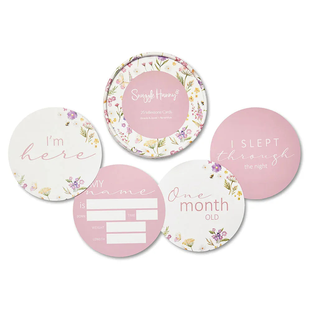 Snuggle Hunny Kids Gift Misc Gracie & Jewel Pink Reversible Milestone Cards