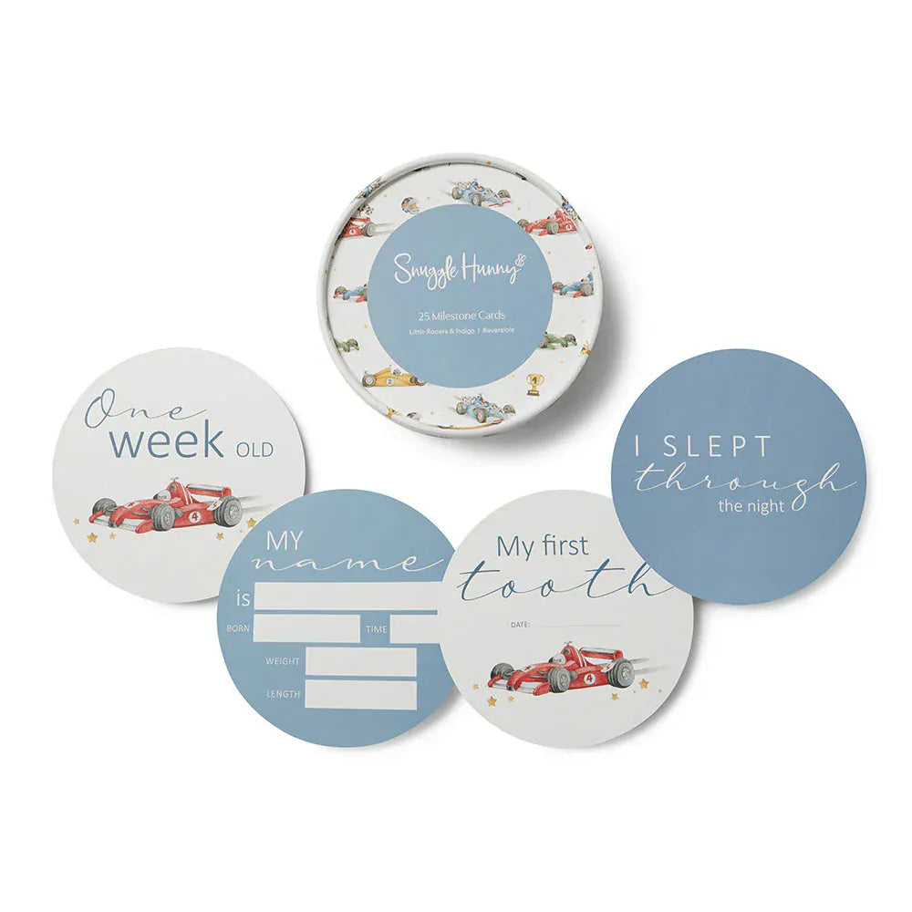 Snuggle Hunny Kids Gift Misc Little Racers & Indigo Reversible Milestone Cards