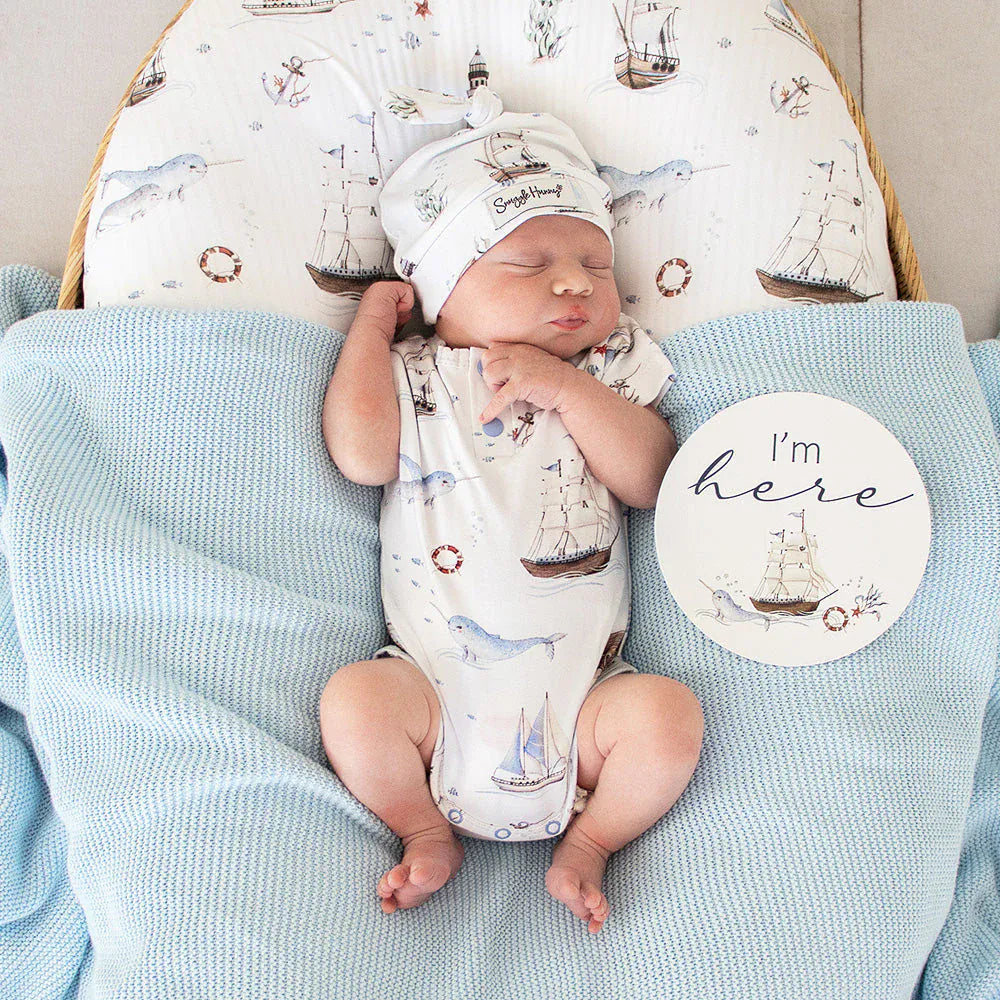 Snuggle Hunny Kids Gift Misc Set Sail & Navy Reversible Milestone Cards