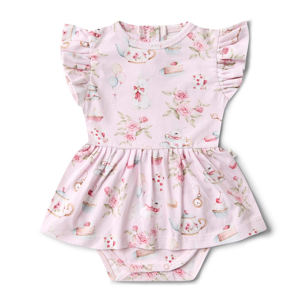 Snuggle Hunny Kids Girls Dress Alice's Tea Party Short Sleeve Dress