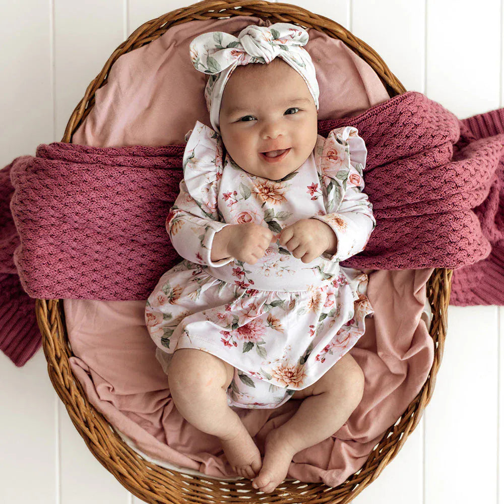 Snuggle Hunny Kids Girls Dress Birds & Blooms Long Sleeve Organic Dress