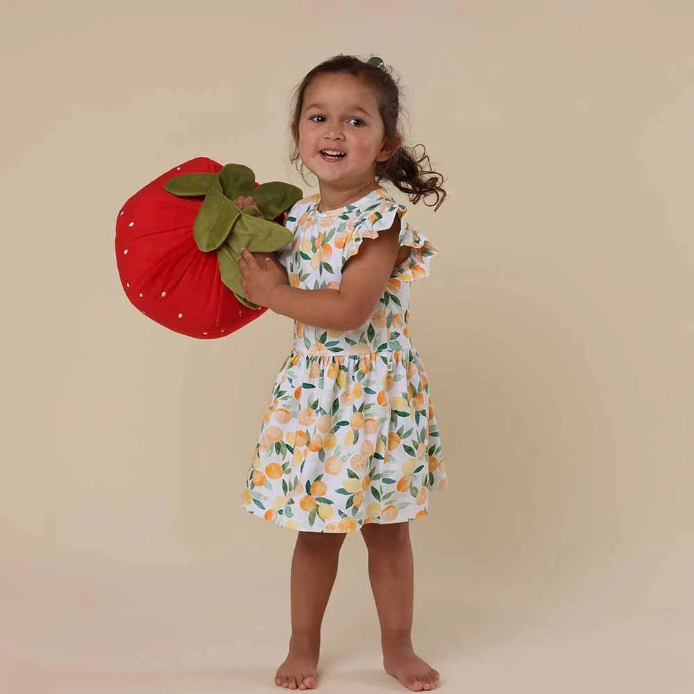 Snuggle Hunny Kids Girls Dress Citrus Squeeze Short Sleeve Organic Dress