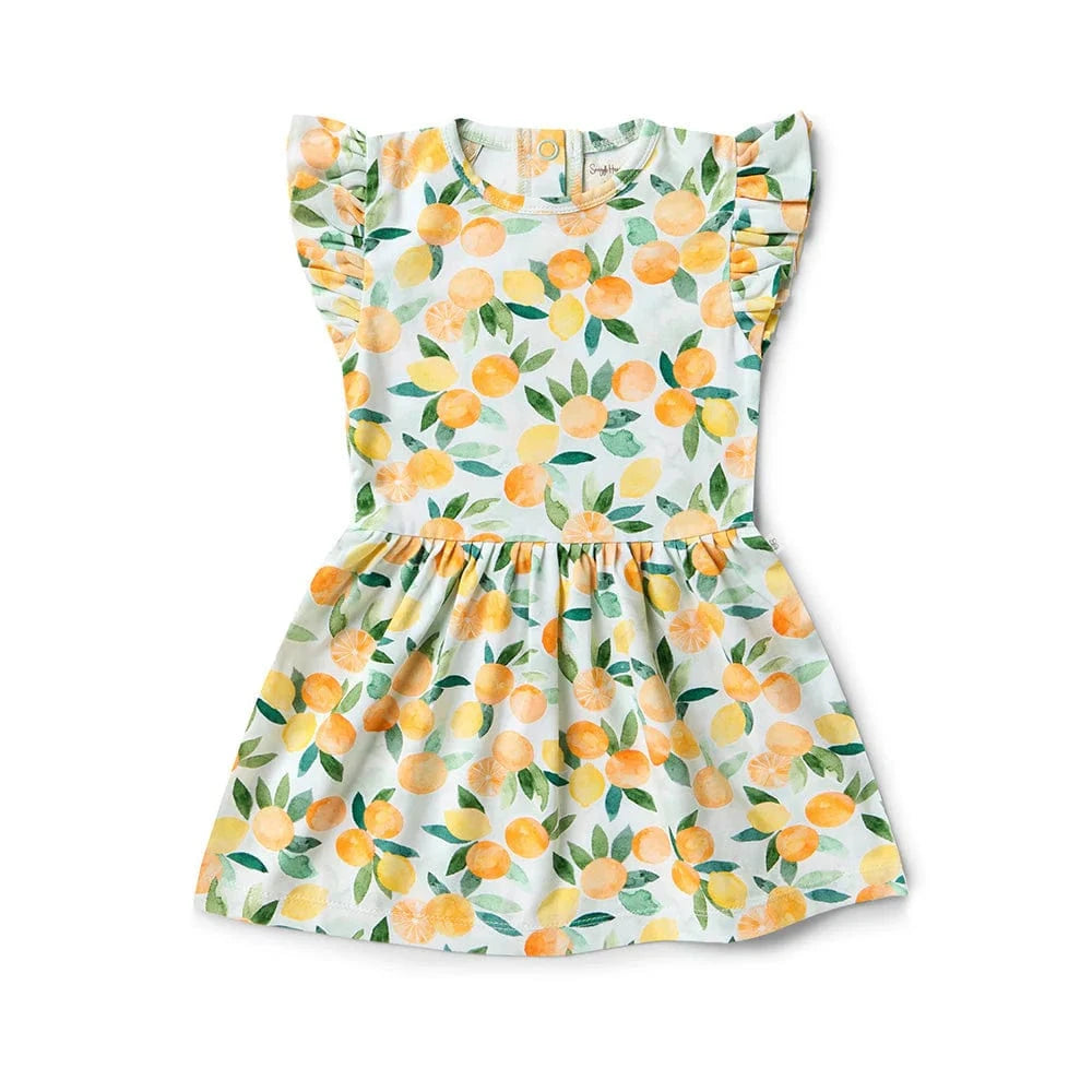 Snuggle Hunny Kids Girls Dress Citrus Squeeze Short Sleeve Organic Dress