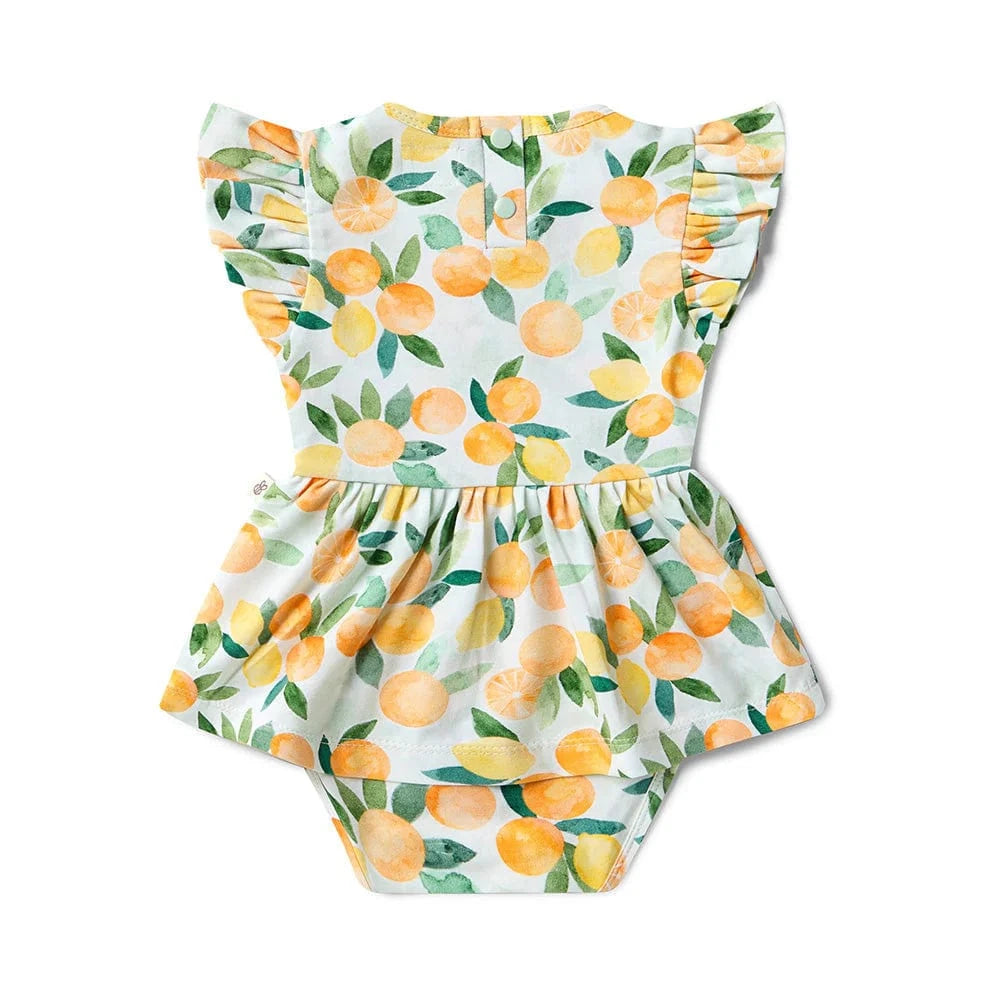 Snuggle Hunny Kids Girls Dress Citrus Squeeze Short Sleeve Organic Dress