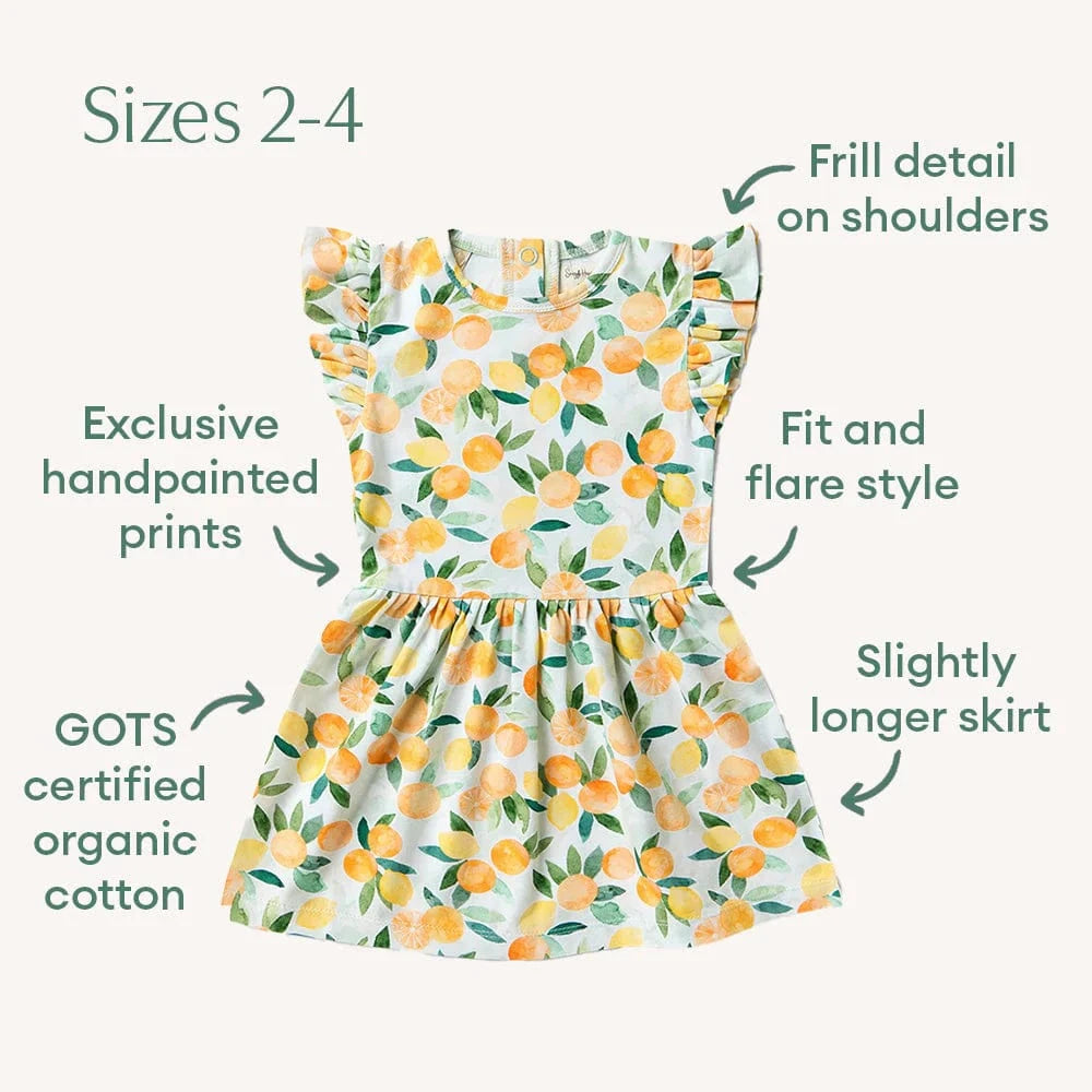 Snuggle Hunny Kids Girls Dress Citrus Squeeze Short Sleeve Organic Dress