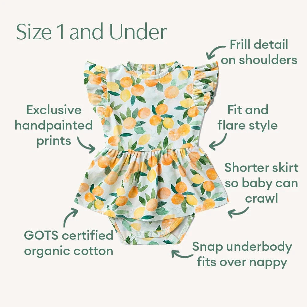 Snuggle Hunny Kids Girls Dress Citrus Squeeze Short Sleeve Organic Dress