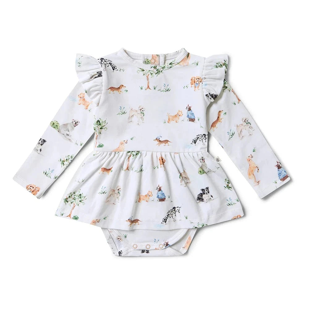 Snuggle Hunny Kids Girls Dress Dog Park Long Sleeve Organic Dress