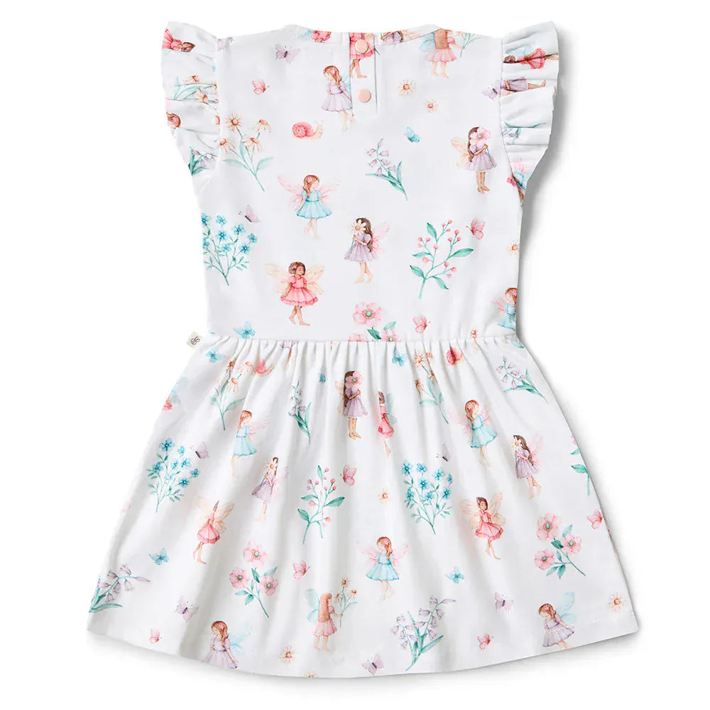 Snuggle Hunny Kids Girls Dress Fairy Garden Short Sleeve Organic Dress