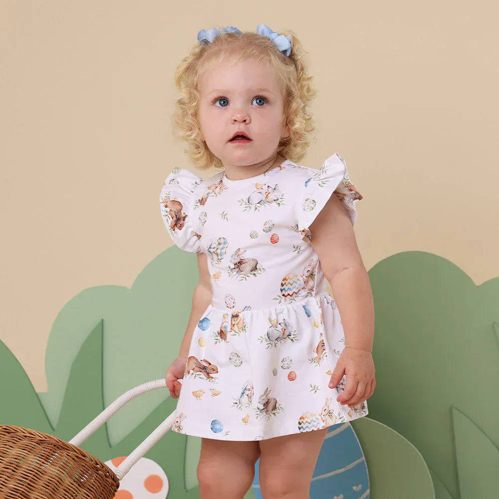 Snuggle Hunny Kids Girls Dress Flopsy Bunnies Short Sleeve Organic Dress
