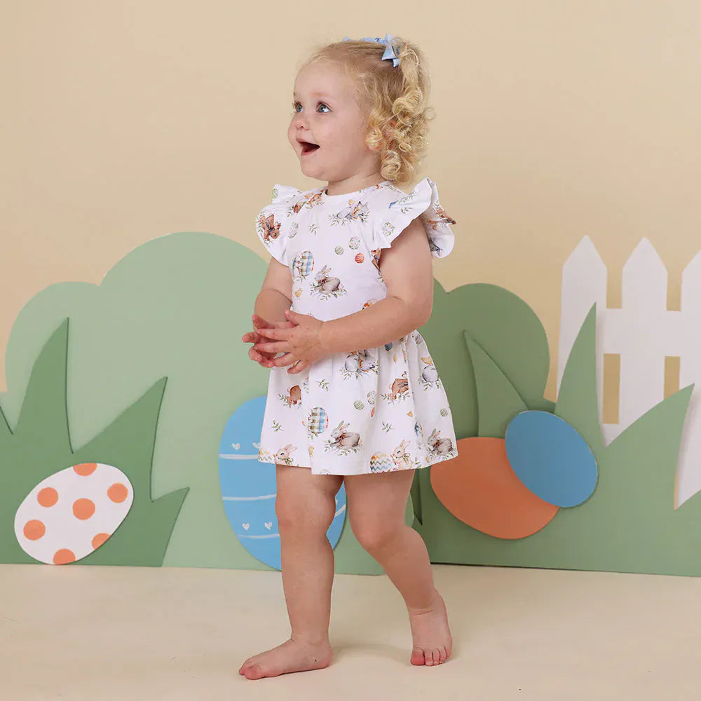 Snuggle Hunny Kids Girls Dress Flopsy Bunnies Short Sleeve Organic Dress