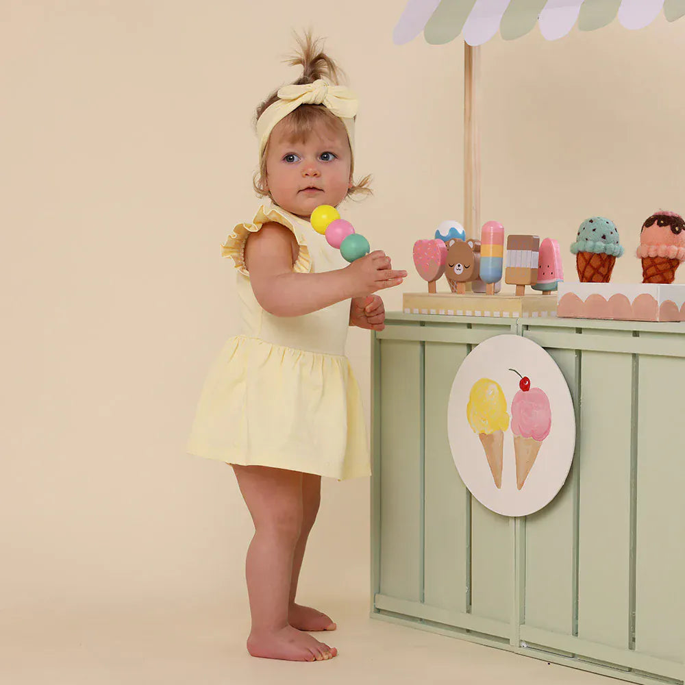 Snuggle Hunny Kids Girls Dress Lemon Sorbet Short Sleeve Organic Dress