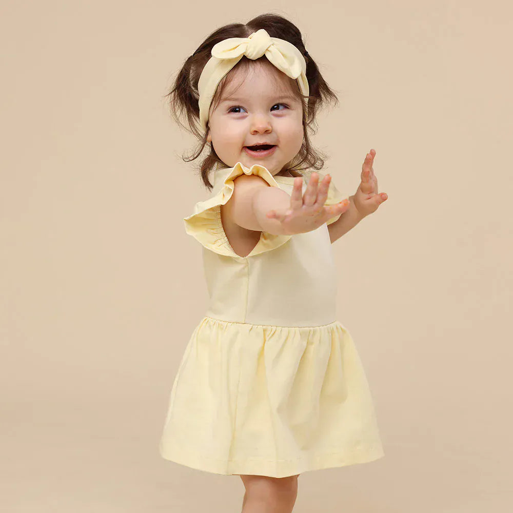 Snuggle Hunny Kids Girls Dress Lemon Sorbet Short Sleeve Organic Dress