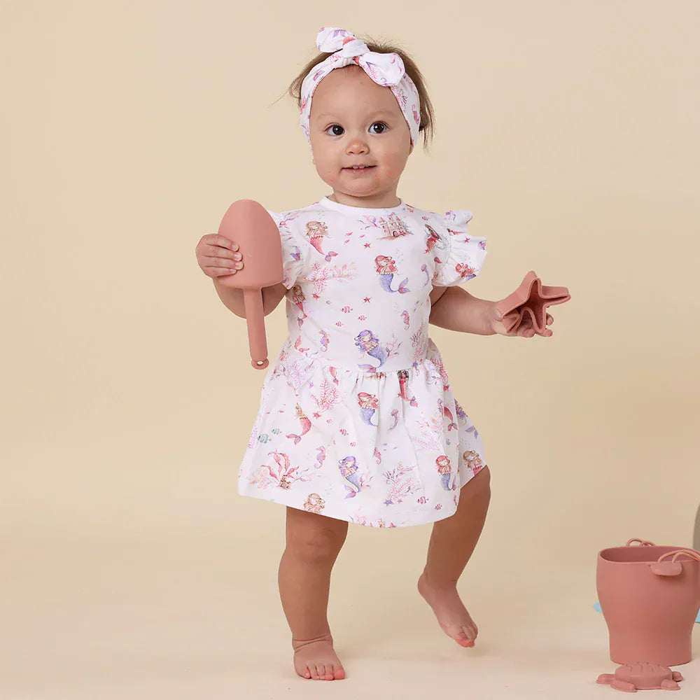 Snuggle Hunny Kids Girls Dress Mermaid Short Sleeve Organic Dress