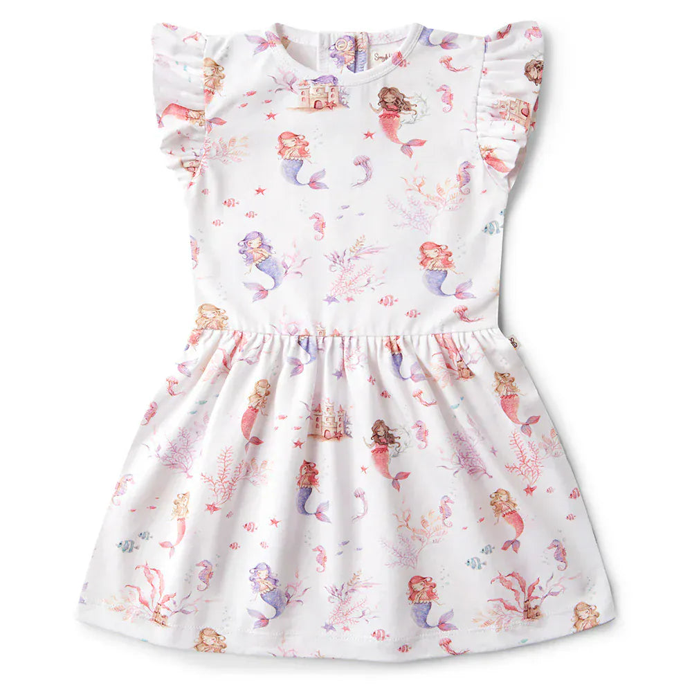 Snuggle Hunny Kids Girls Dress Mermaid Short Sleeve Organic Dress