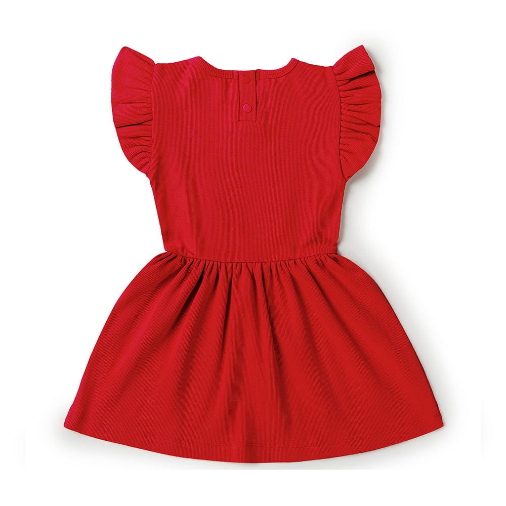 Snuggle Hunny Kids Girls Dress Red Short Sleeve Organic Dress