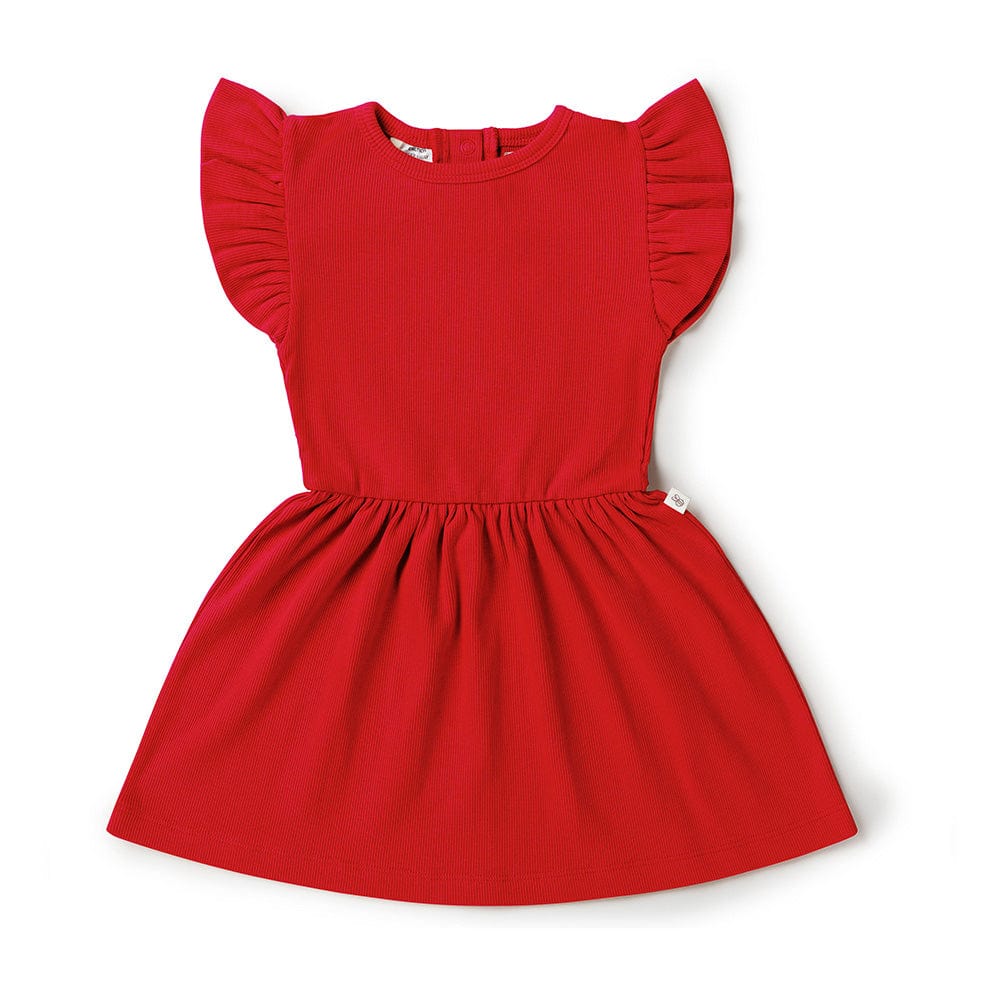 Snuggle Hunny Kids Girls Dress Red Short Sleeve Organic Dress