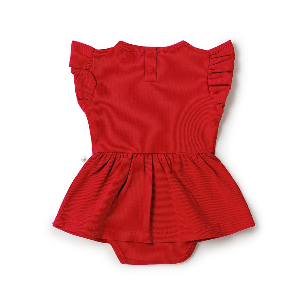 Snuggle Hunny Kids Girls Dress Red Short Sleeve Organic Dress