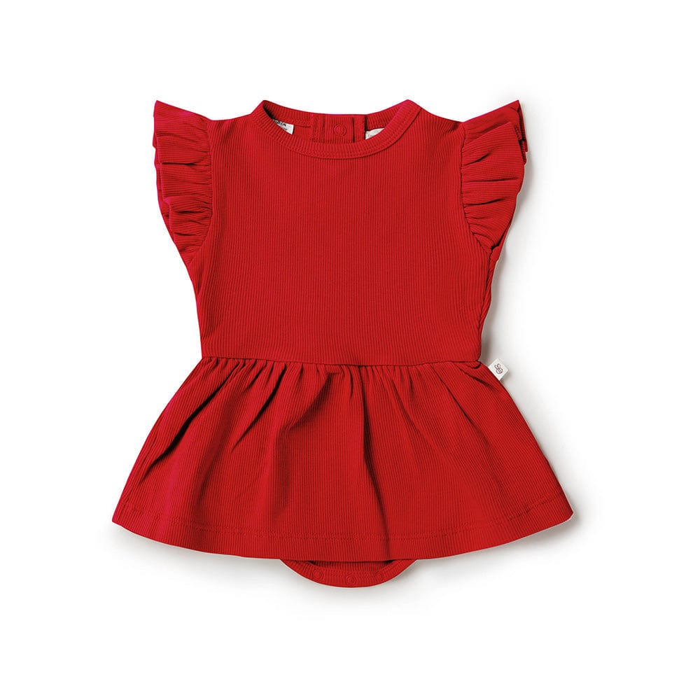 Snuggle Hunny Kids Girls Dress Red Short Sleeve Organic Dress