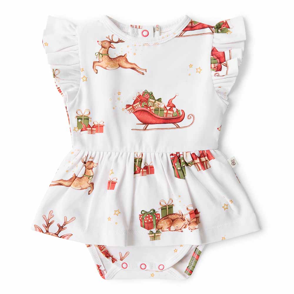 Snuggle Hunny Kids Girls Dress Reindeer Organic Dress