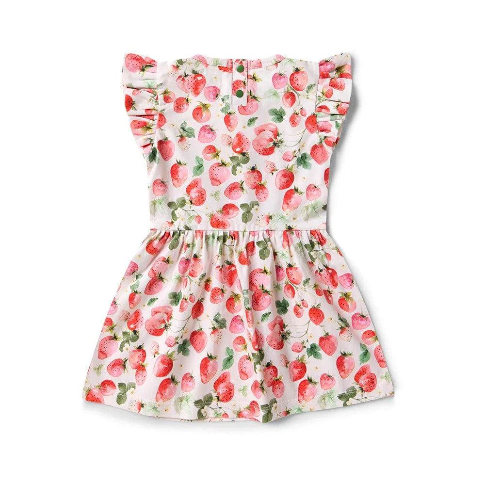 Snuggle Hunny Kids Girls Dress Strawberry Short Sleeve Organic Dress