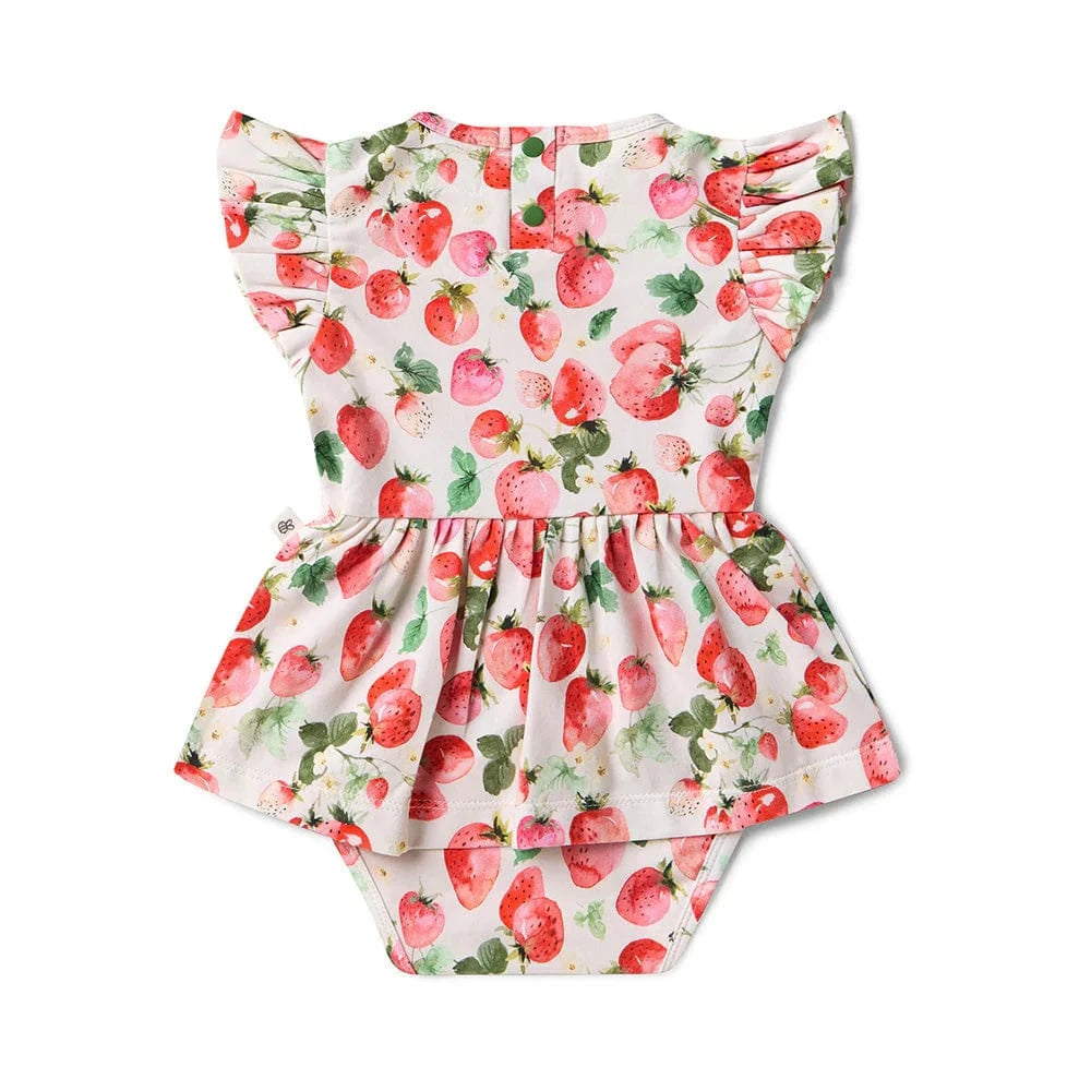 Snuggle Hunny Kids Girls Dress Strawberry Short Sleeve Organic Dress