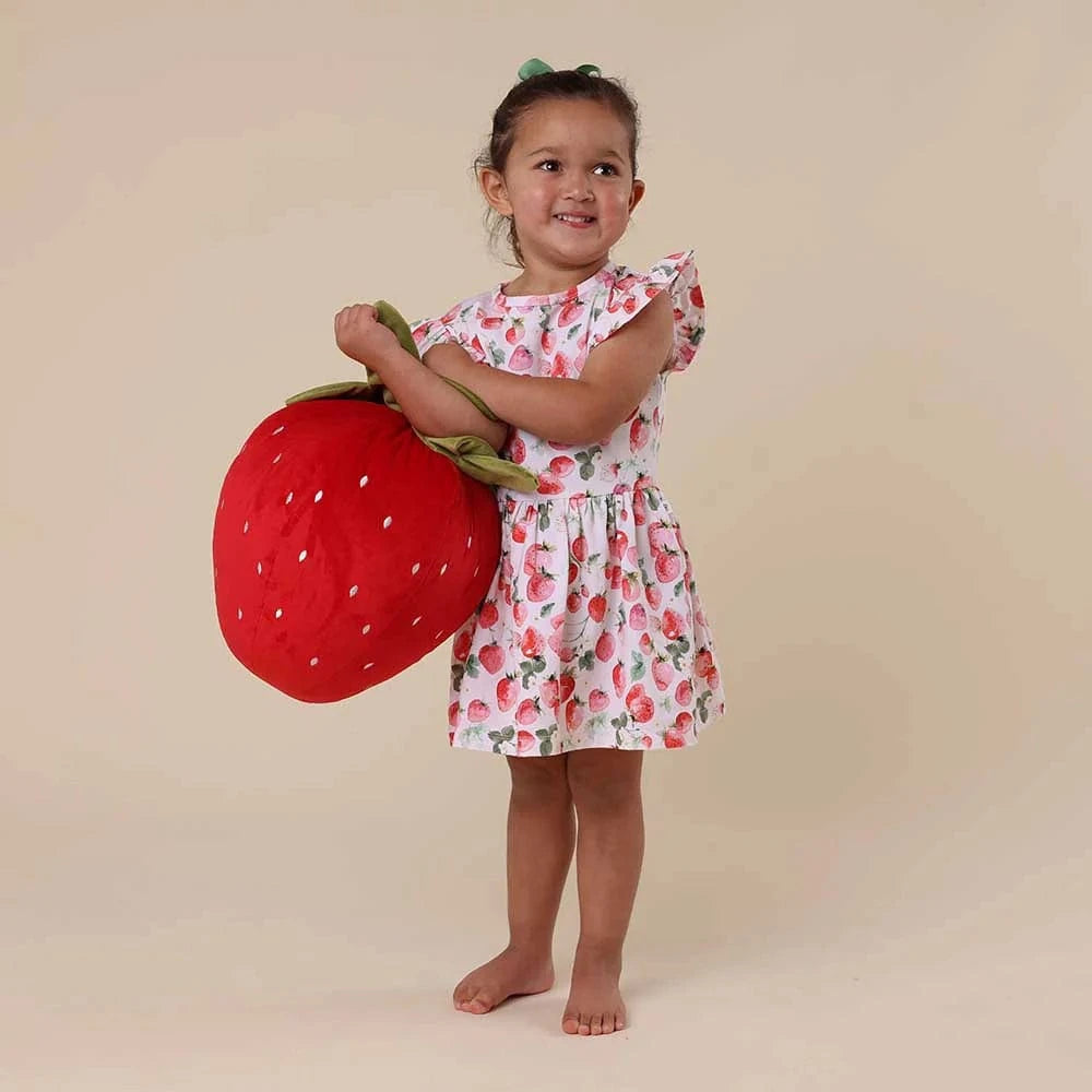 Snuggle Hunny Kids Girls Dress Strawberry Short Sleeve Organic Dress