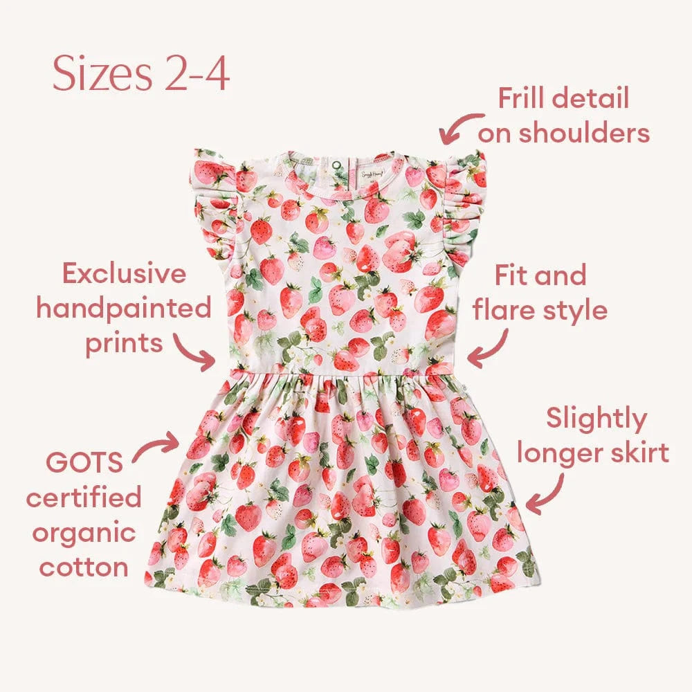 Snuggle Hunny Kids Girls Dress Strawberry Short Sleeve Organic Dress