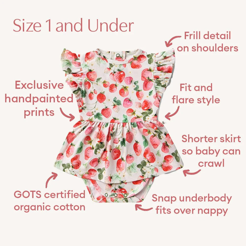 Snuggle Hunny Kids Girls Dress Strawberry Short Sleeve Organic Dress