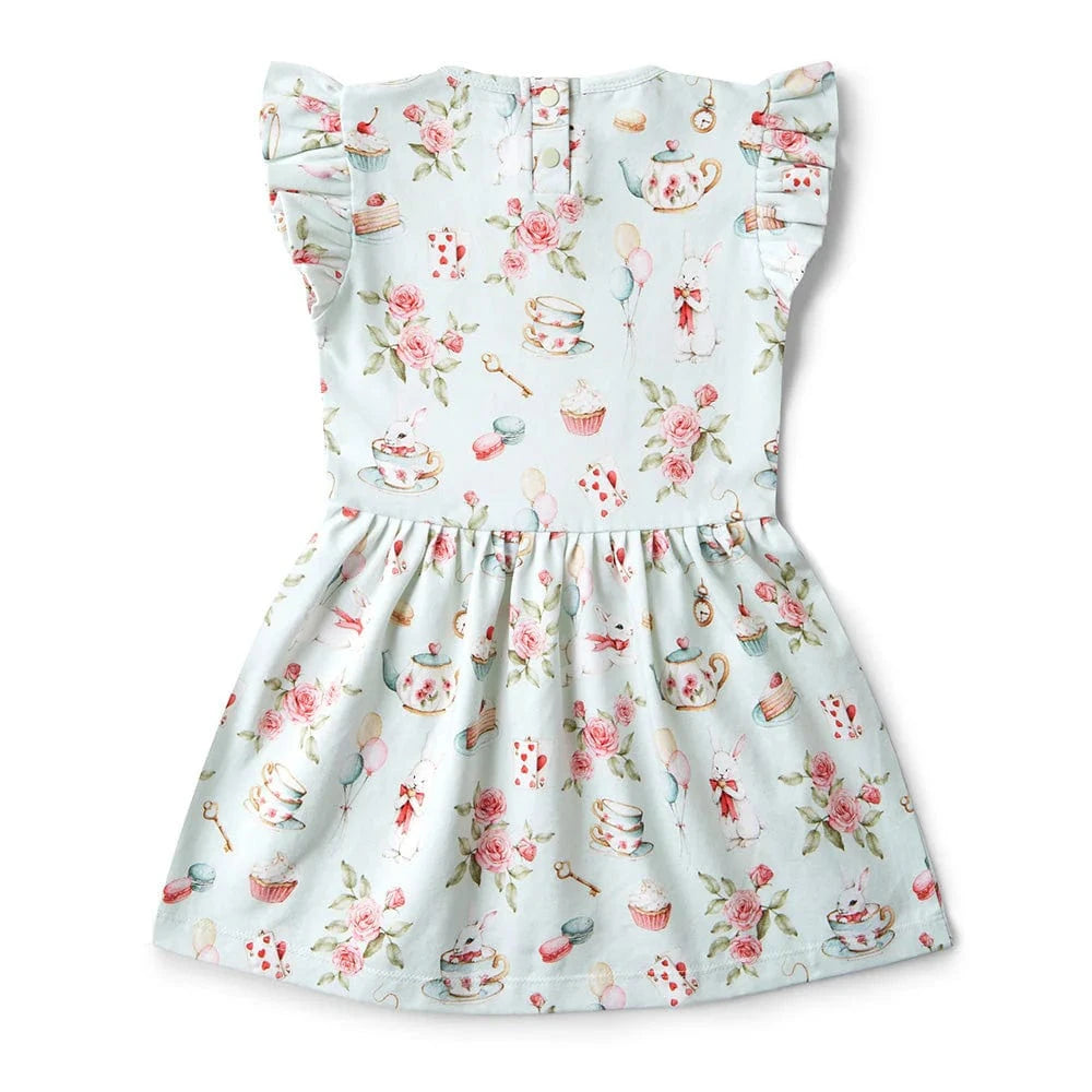 Snuggle Hunny Kids Girls Dress White Rabbit Short Sleeve Organic Dress