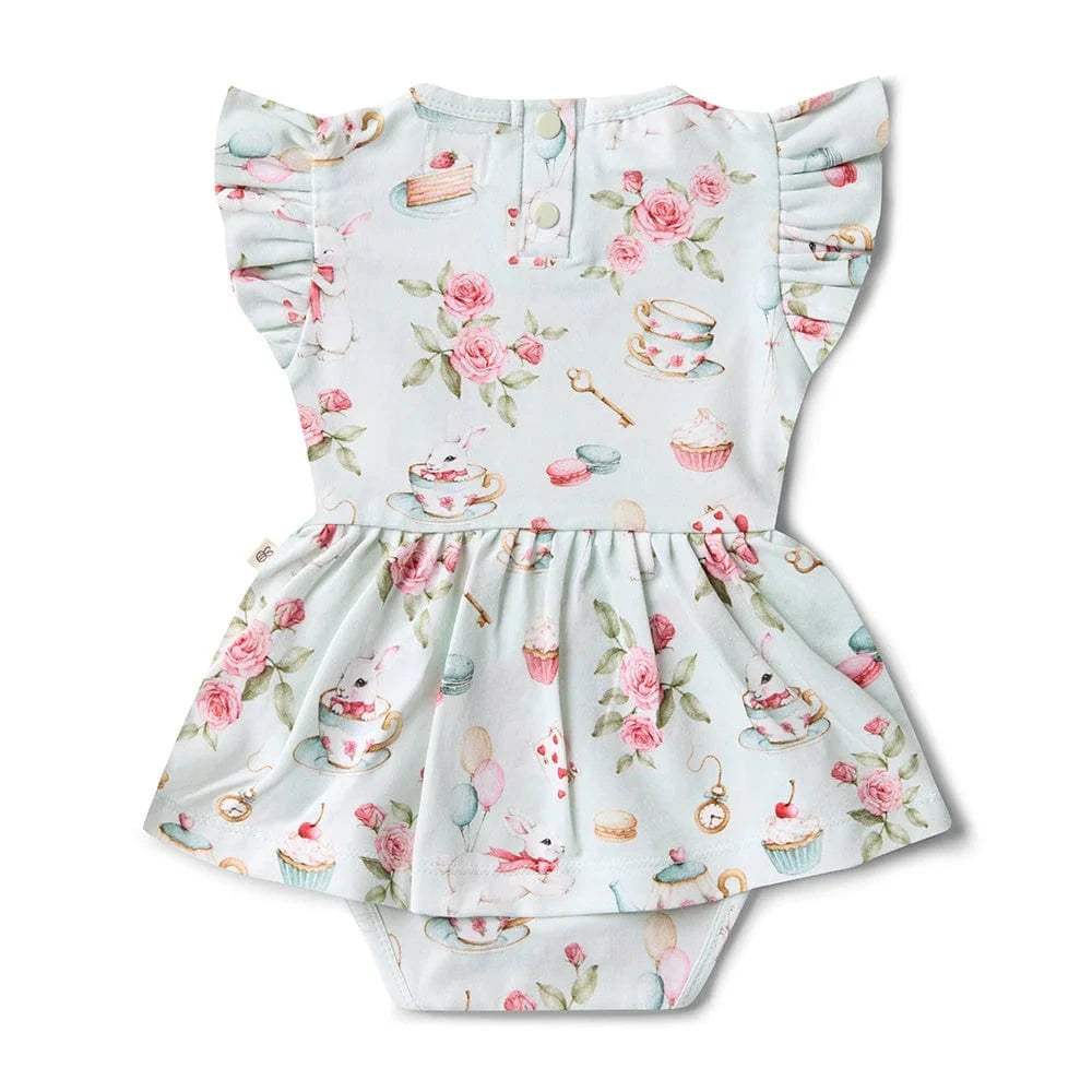 Snuggle Hunny Kids Girls Dress White Rabbit Short Sleeve Organic Dress