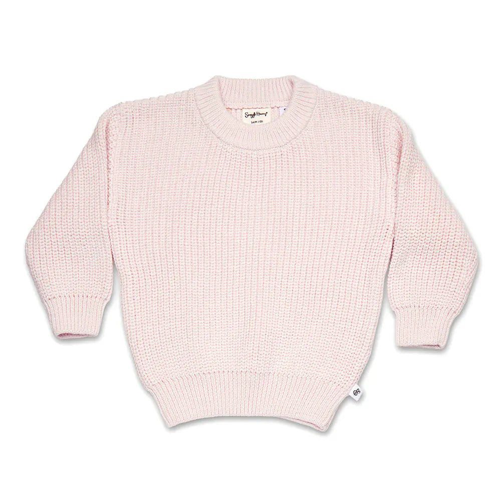 Snuggle Hunny Kids Girls Jumper Blush Pink Oversized Cotton Knit Jumper