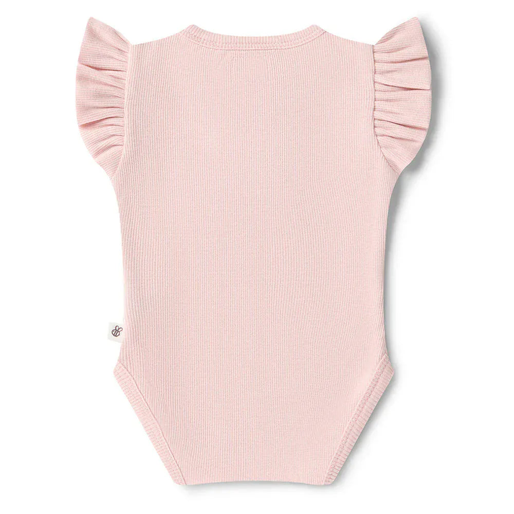 Snuggle Hunny Kids Girls Onesie Baby Pink Short Sleeve Organic Bodysuit with Frill