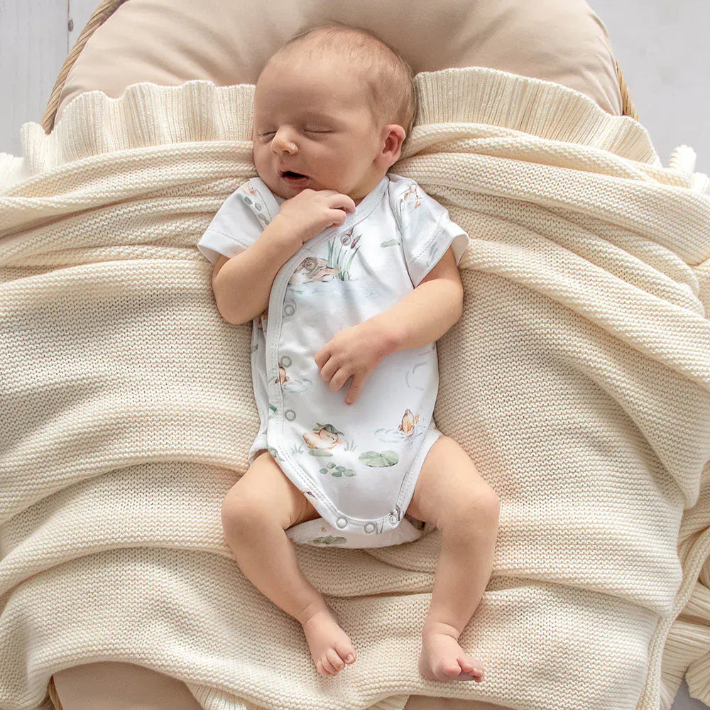 Snuggle Hunny Kids Girls Onesie Duck Pond Short Sleeve Organic Kimono Bodysuit