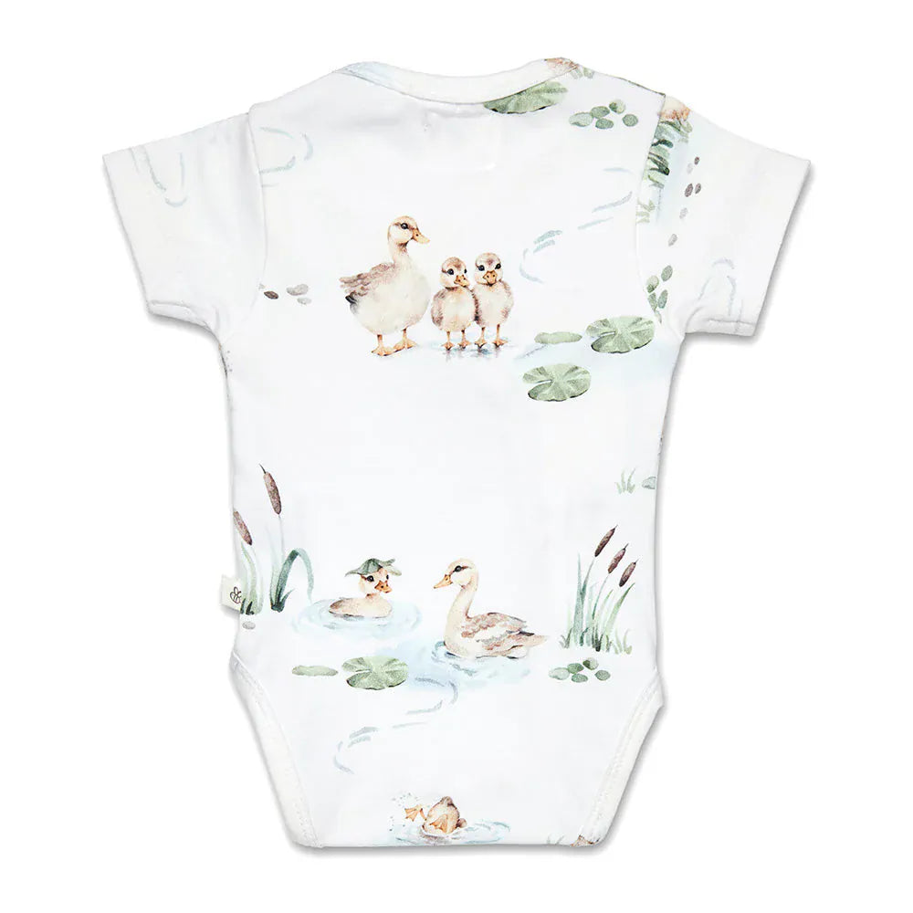 Snuggle Hunny Kids Girls Onesie Duck Pond Short Sleeve Organic Kimono Bodysuit