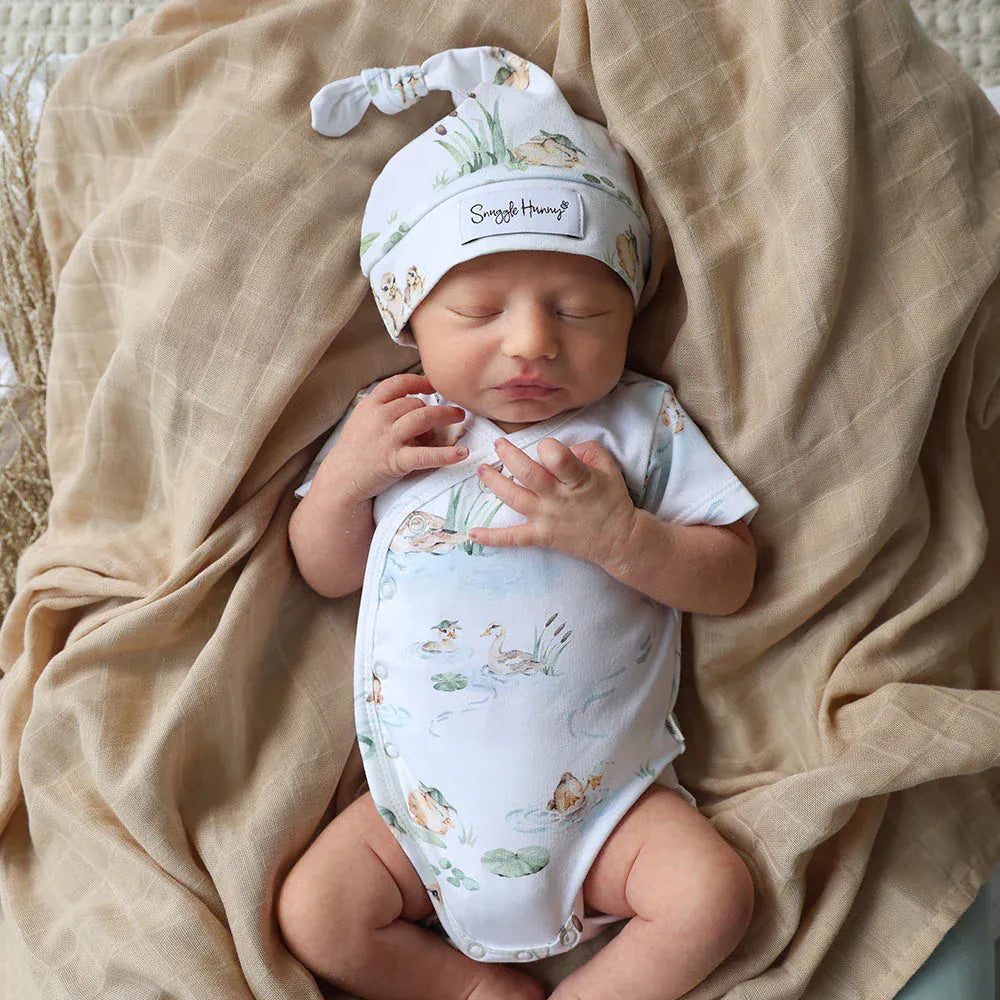 Snuggle Hunny Kids Girls Onesie Duck Pond Short Sleeve Organic Kimono Bodysuit
