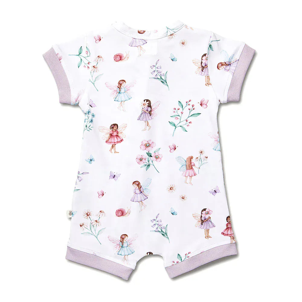 Snuggle Hunny Kids Girls Onesie Fairy Garden Organic Snuggle Shortie