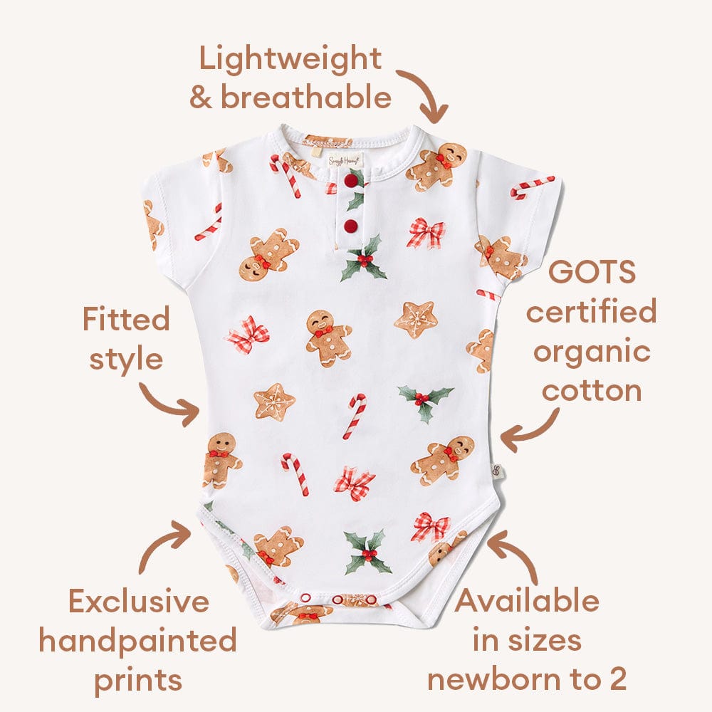Snuggle Hunny Kids Girls Onesie Gingerbread Short Sleeve Organic Bodysuit