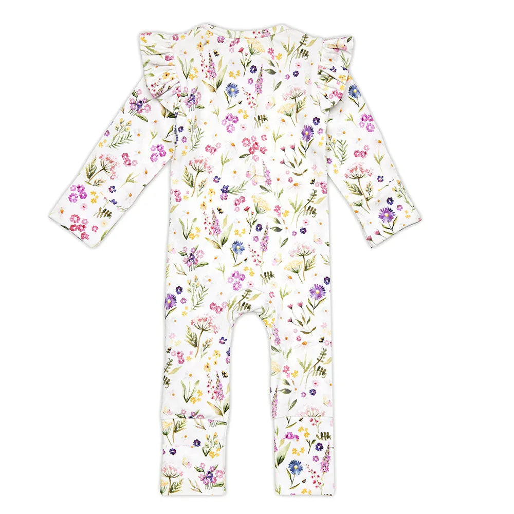 Snuggle Hunny Kids Girls Onesie Gracie Organic Snugglesuit Convertible Romper with Frill