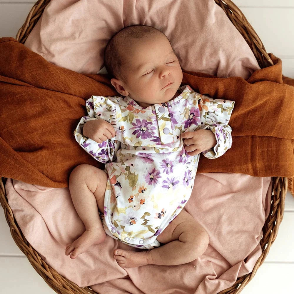 Snuggle Hunny Kids Girls Onesie Isla Long Sleeve Organic Bodysuit with Frill