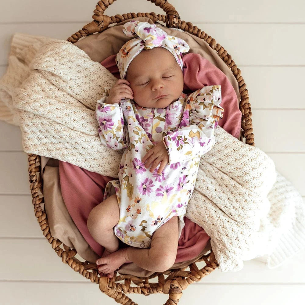 Snuggle Hunny Kids Girls Onesie Isla Long Sleeve Organic Bodysuit with Frill